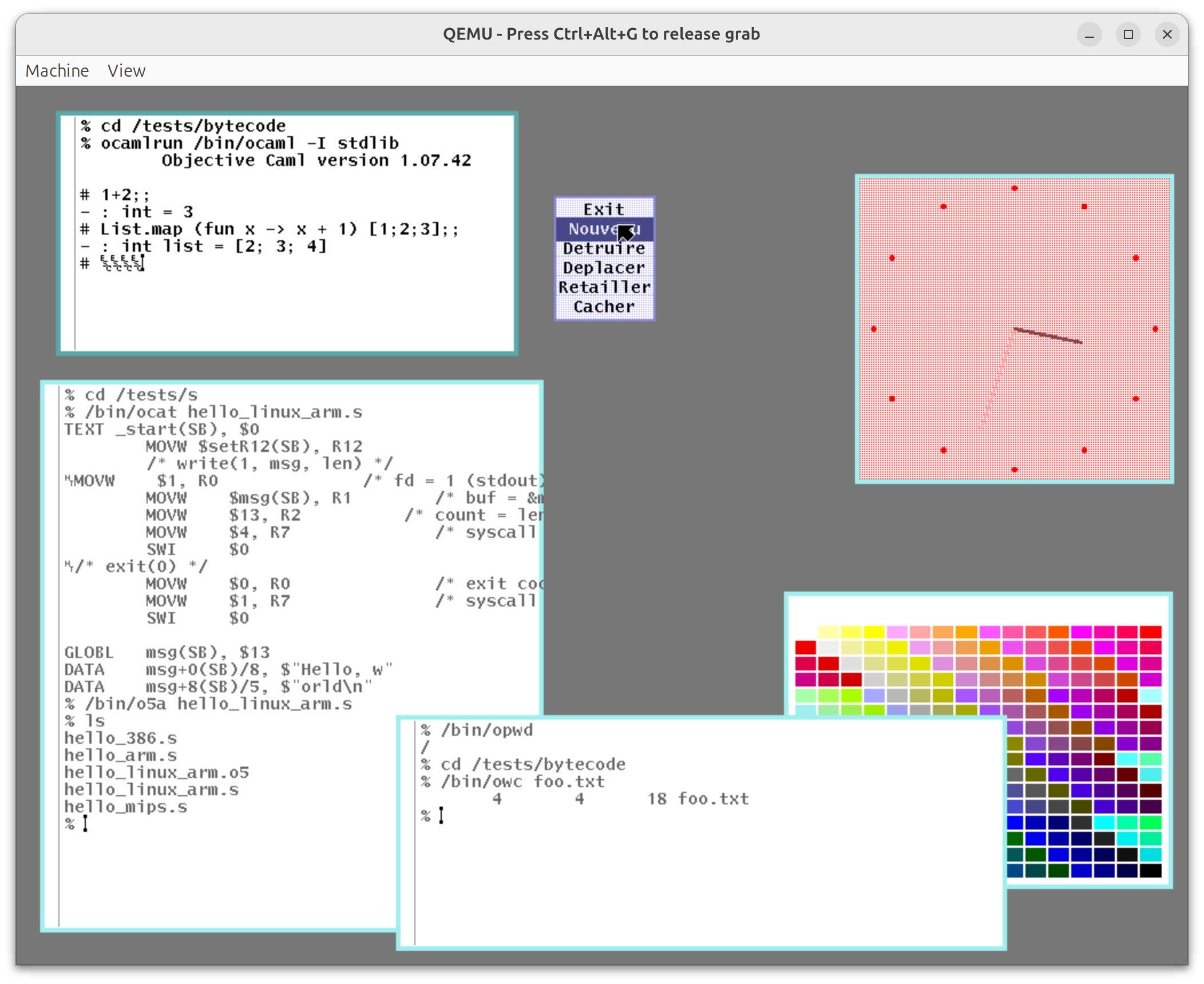 orio running on Plan 9 - the OCaml windowing system replacing rio